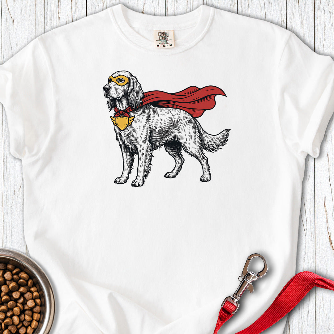 English Setter Superhero Premium Tee — White