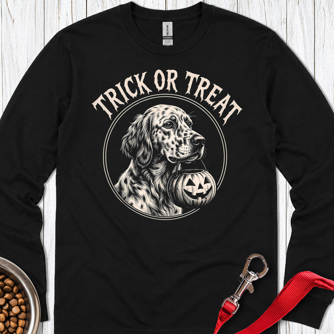 English Setter Trick Or Treat Long Sleeve — Black