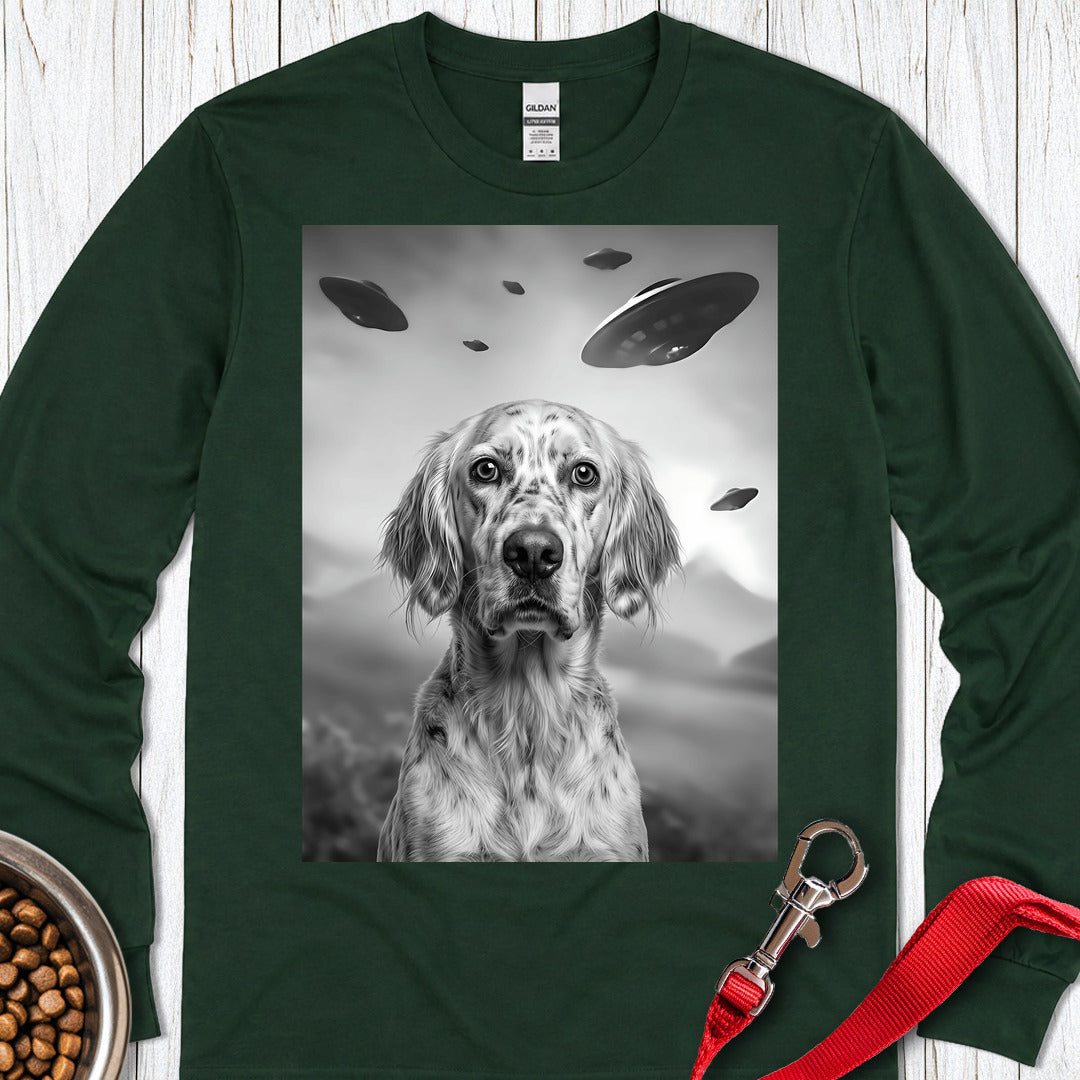 English Setter UFO Long Sleeve — Forest Green