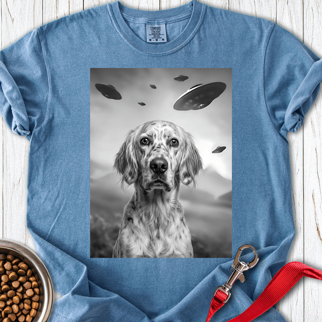 English Setter UFO Premium Tee — Blue Jean