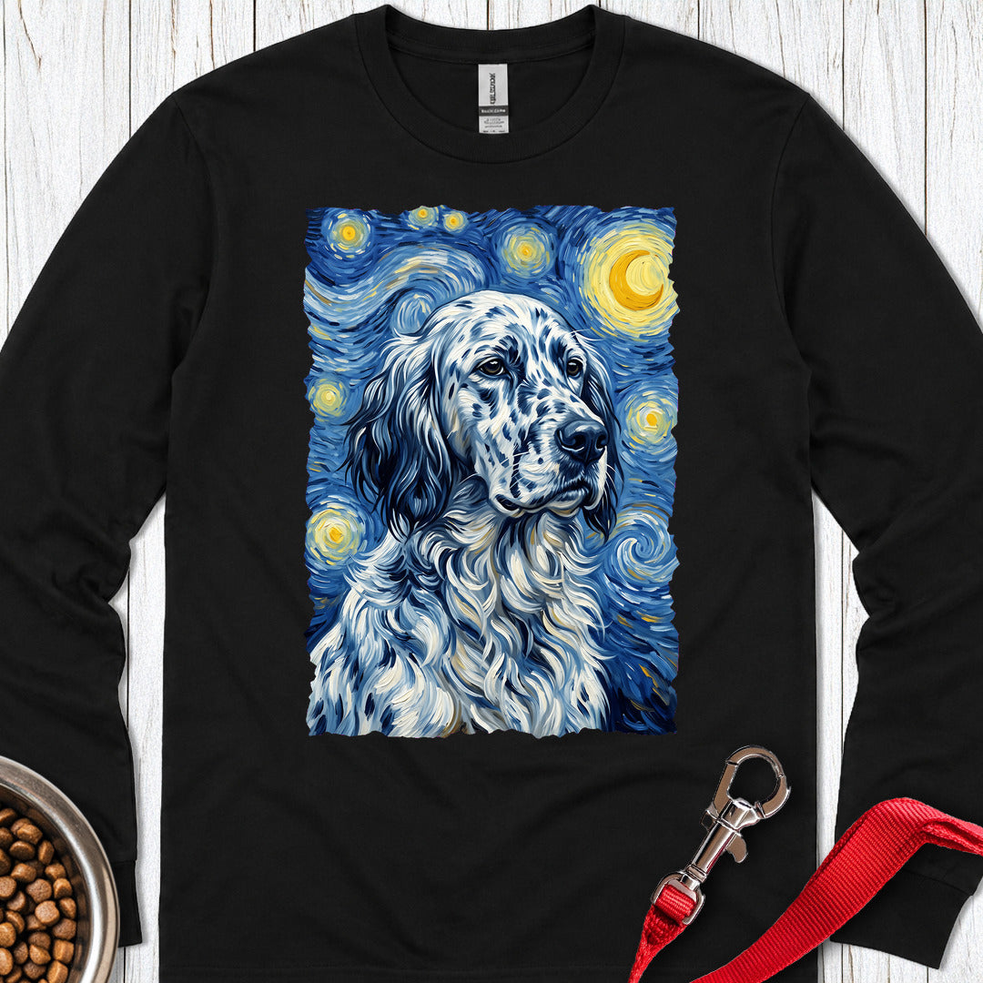 English Setter Van Gogh Long Sleeve — Black