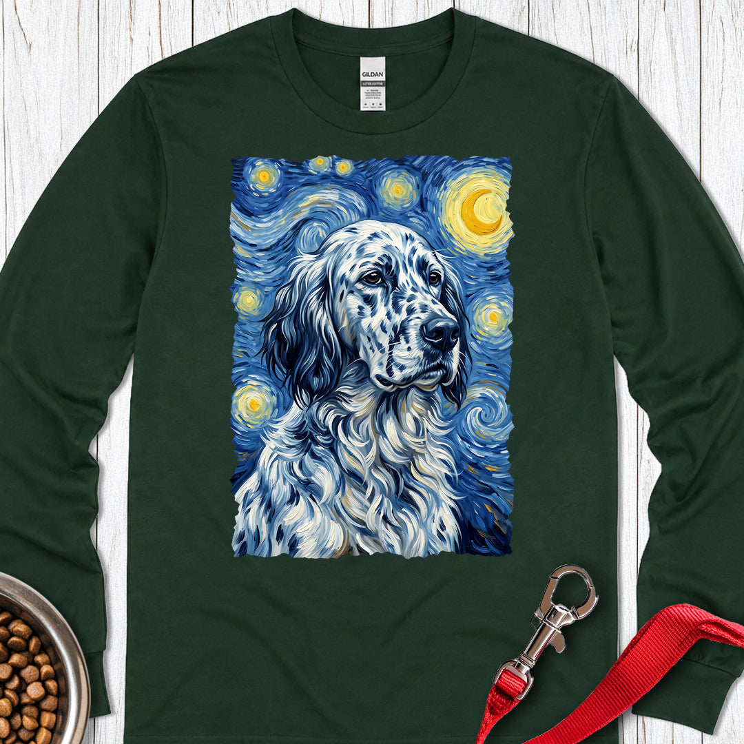 English Setter Van Gogh Long Sleeve — Forest Green