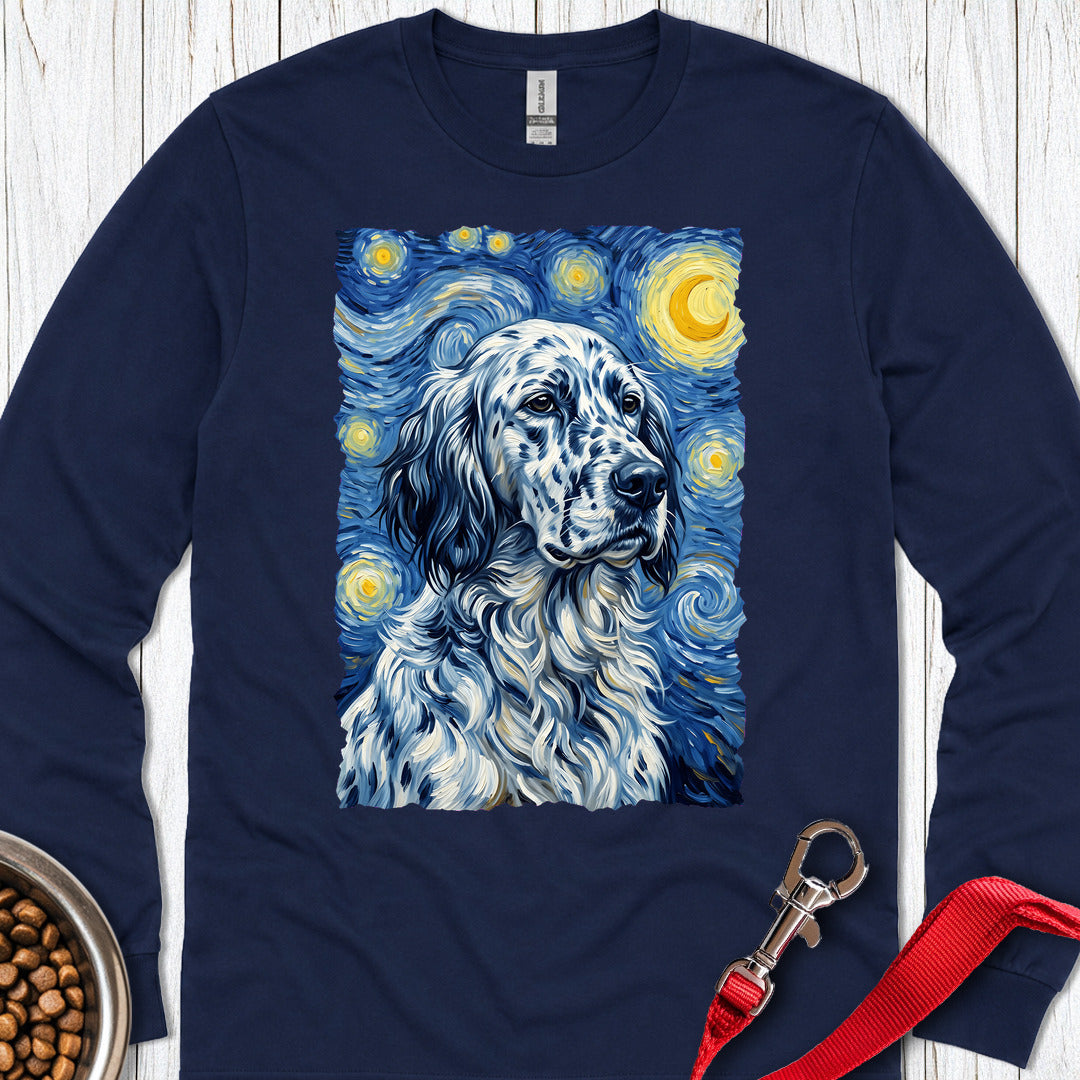 English Setter Van Gogh Long Sleeve — Navy