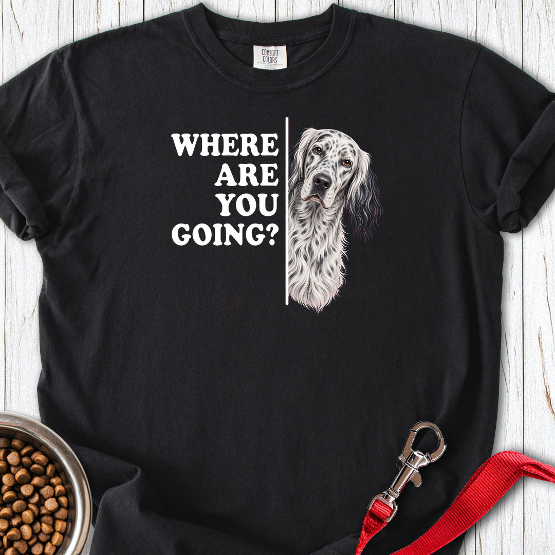 English Setter Where Are You Going Premium Tee — Black