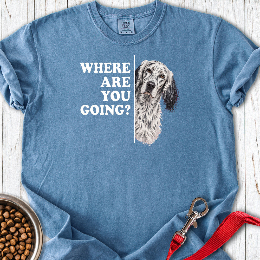 English Setter Where Are You Going Premium Tee — Blue Jean