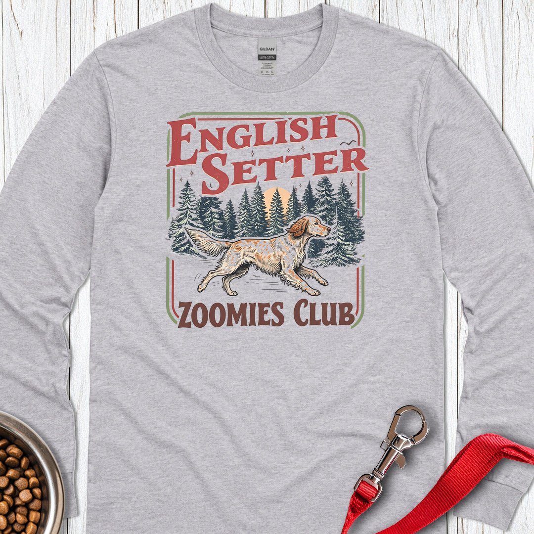 English Setter Zoomies Club Long Sleeve — Sport Grey