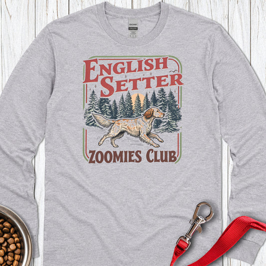 English Setter Zoomies Club Long Sleeve Sport Grey