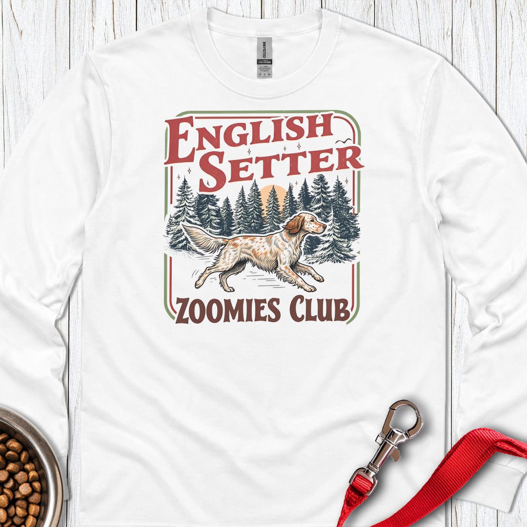 English Setter Zoomies Club Long Sleeve — White