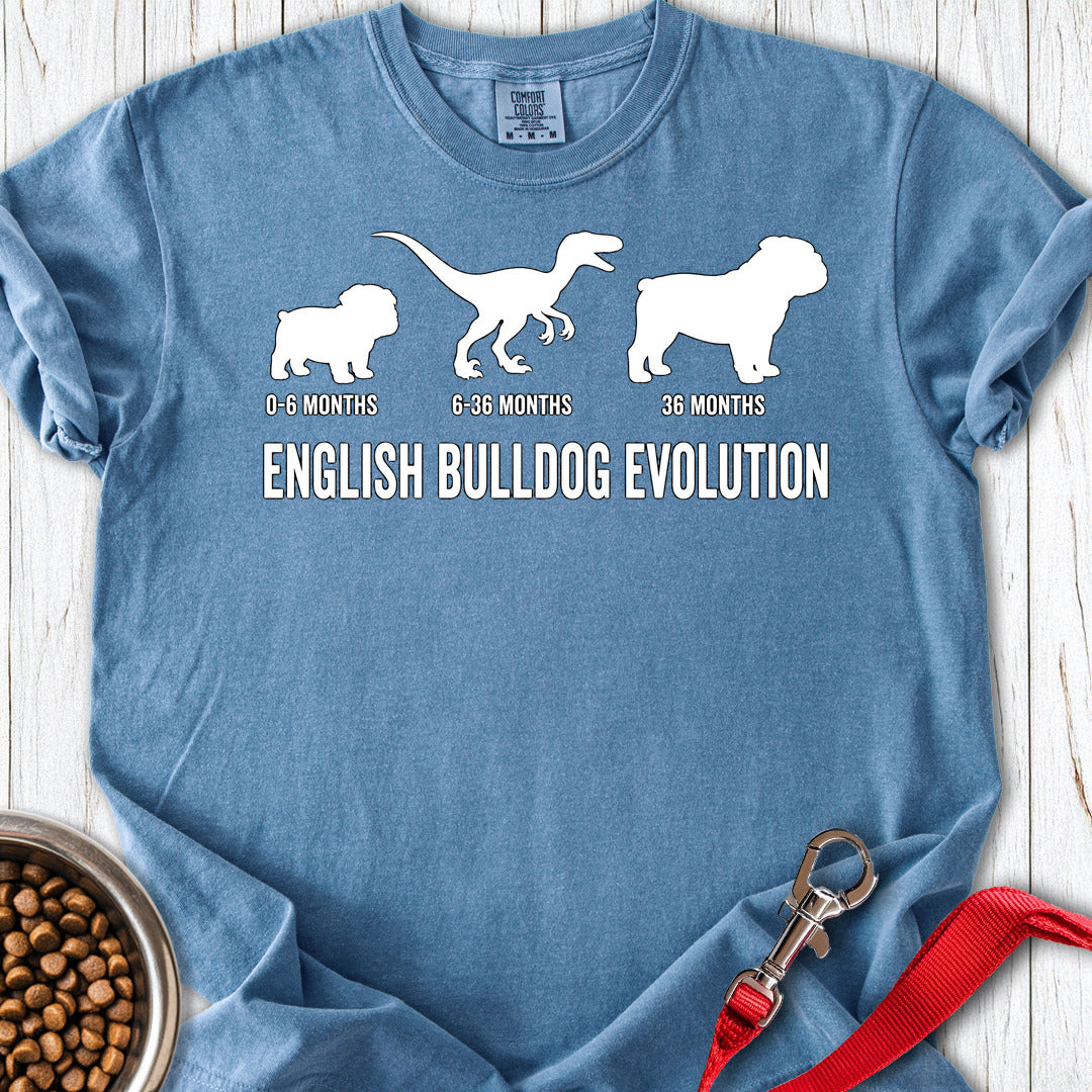English Bulldog Evolution Premium Tee Blue Jean