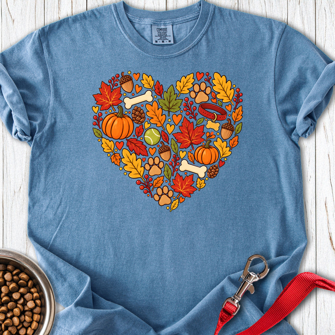 Fall Dog Heart Premium Tee — Blue Jean