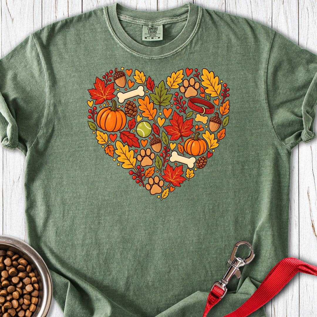 Fall Dog Heart Premium Tee — Moss