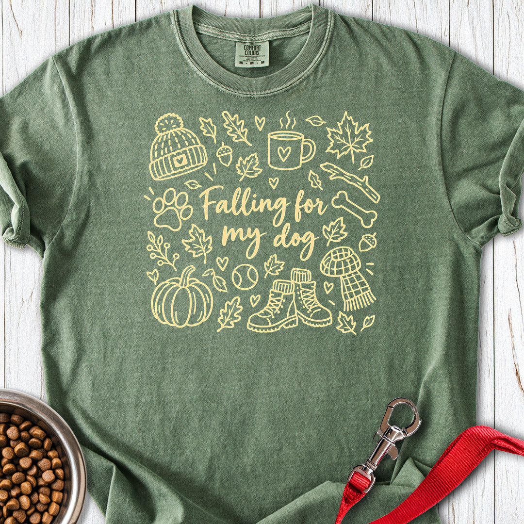 Falling For My Dog Premium Tee — Moss