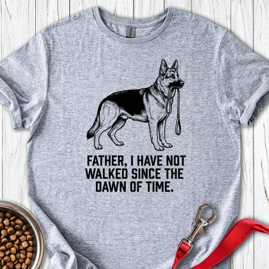 Father Walking German Shepherd Sport Grey