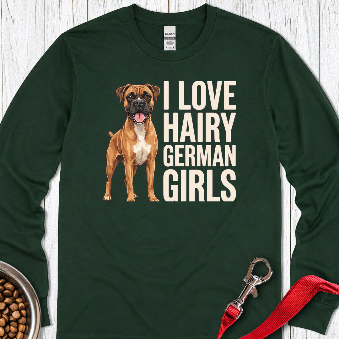 Fawn Boxer Hairy German Girl Long Sleeve Forest Green