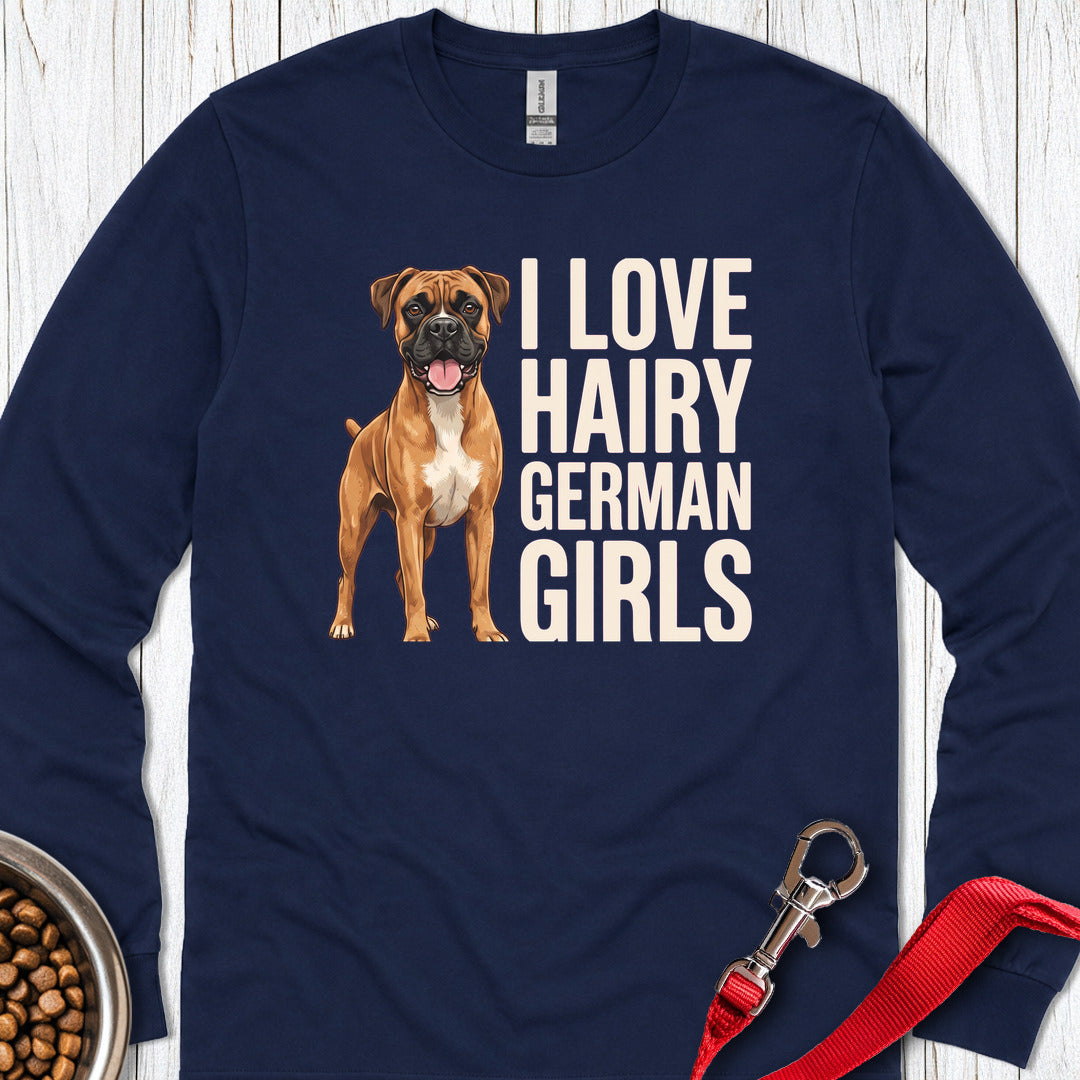 Fawn Boxer Hairy German Girl Long Sleeve Navy