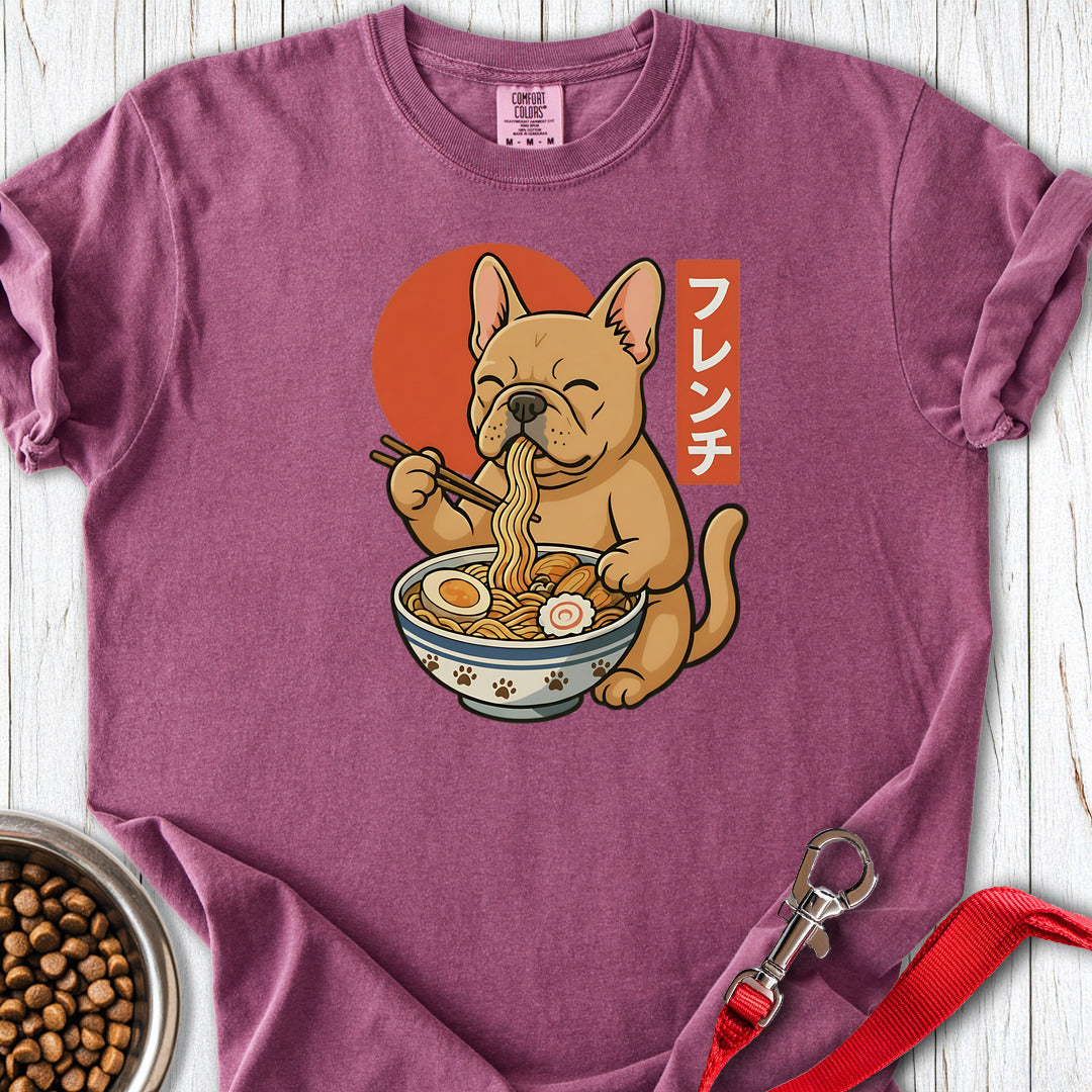 Fawn Frenchie Eating Ramen Premium Tee Berry