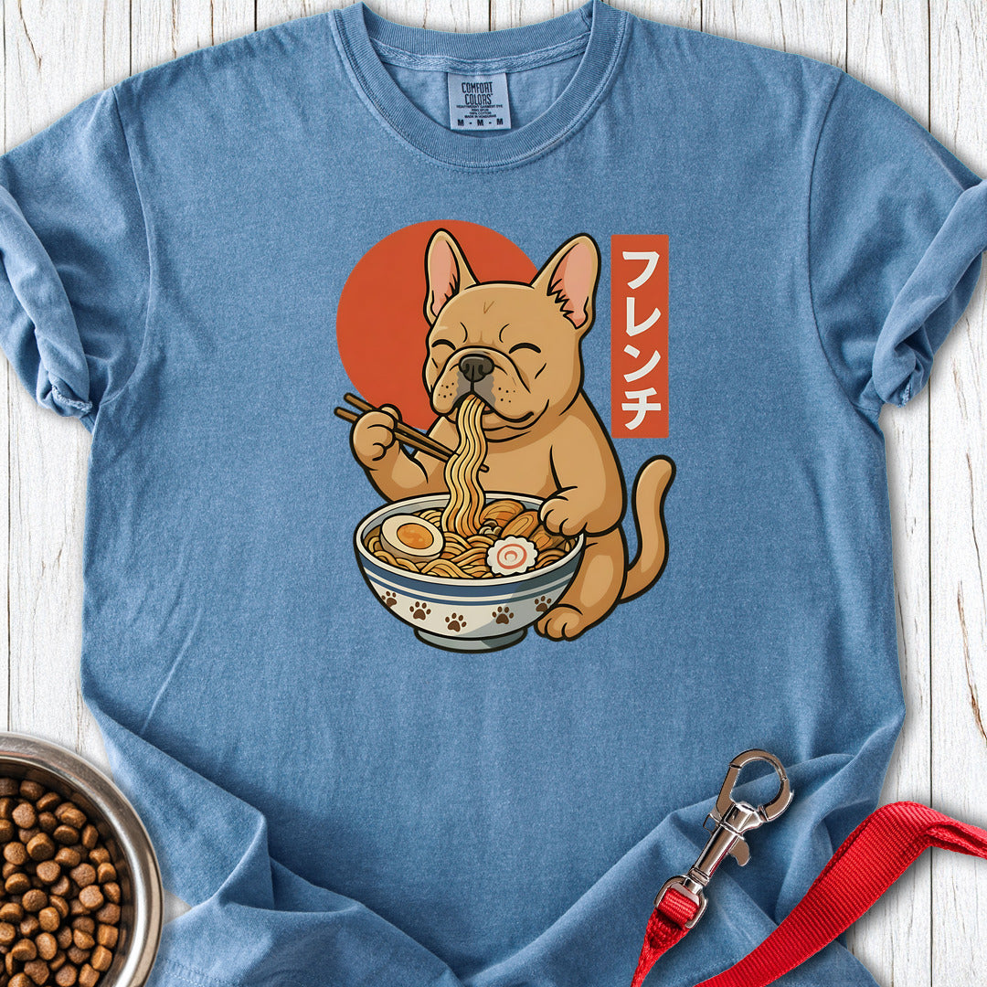 Fawn Frenchie Eating Ramen Premium Tee Blue Jean