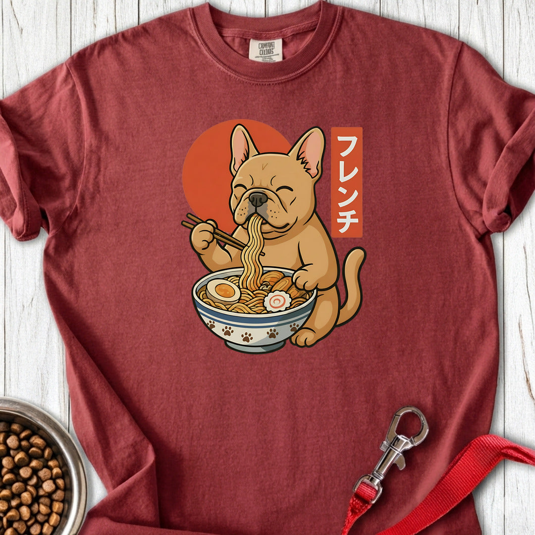 Fawn Frenchie Eating Ramen Premium Tee Brick