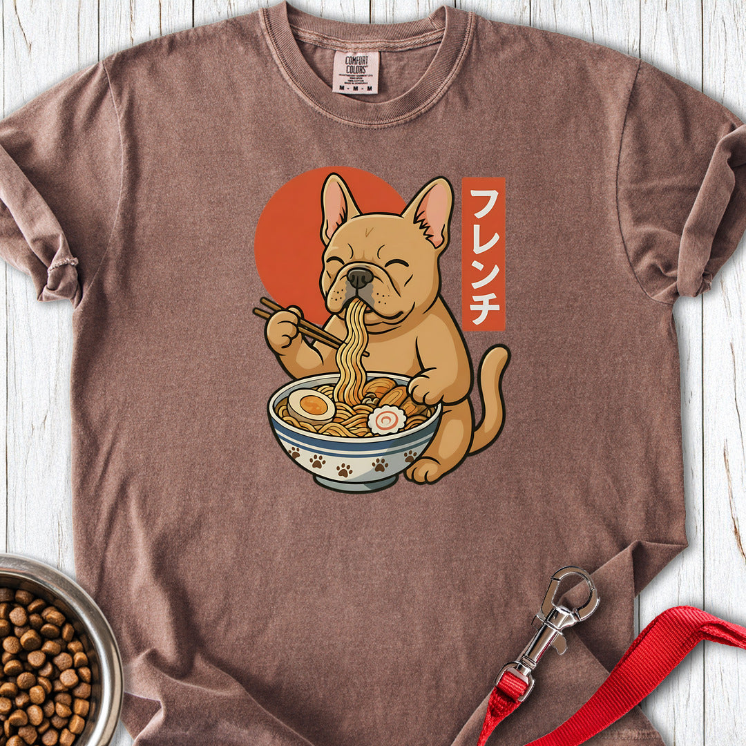 Fawn Frenchie Eating Ramen Premium Tee Espresso