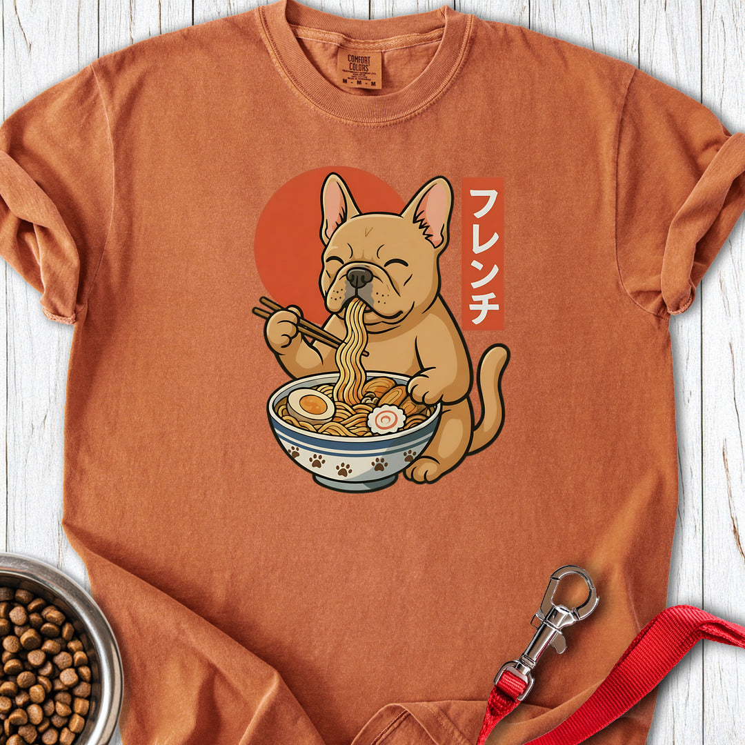 Fawn Frenchie Eating Ramen Premium Tee Yam