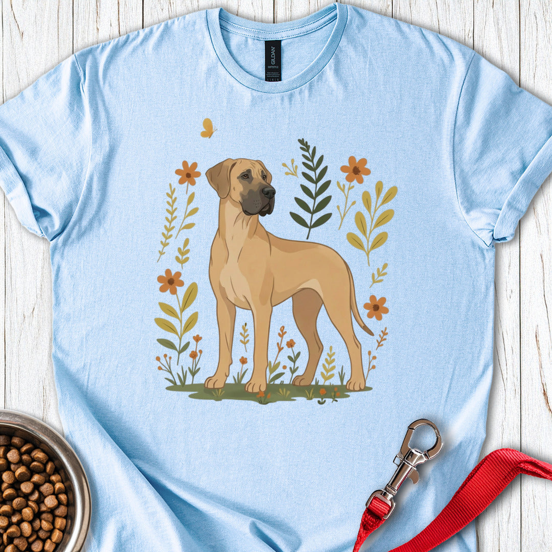 Fawn Great Dane Flowers Light Blue