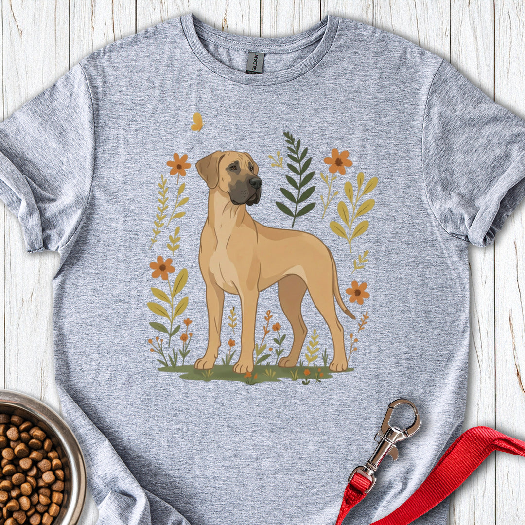 Fawn Great Dane Flowers Sport Grey