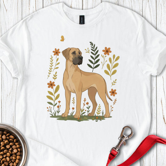 Fawn Great Dane Flowers White