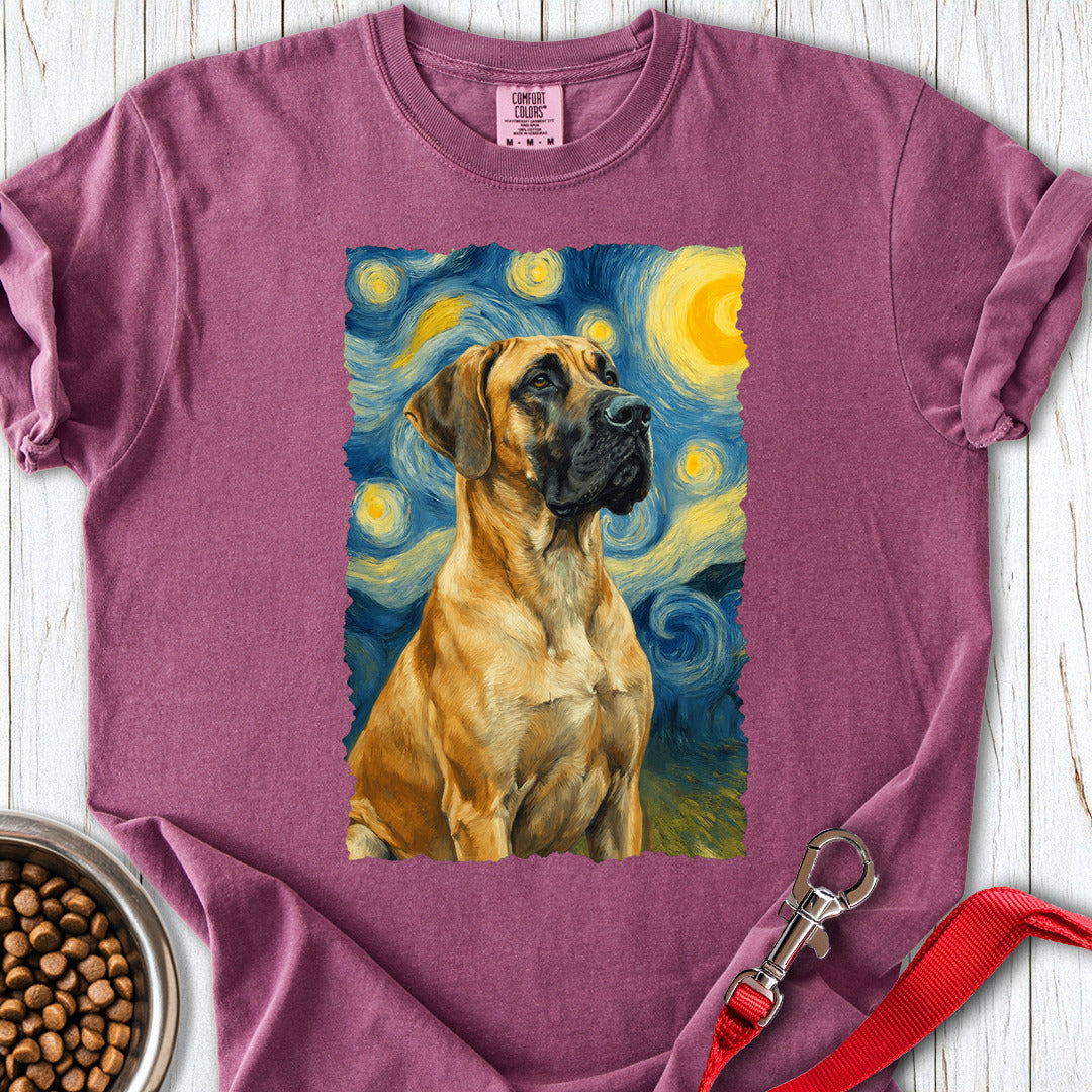 Fawn Great Dane Van Gogh Premium Tee — Berry