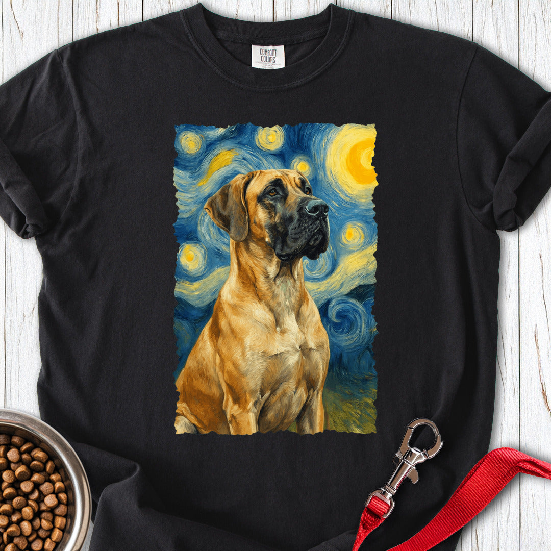 Fawn Great Dane Van Gogh Premium Tee — Black