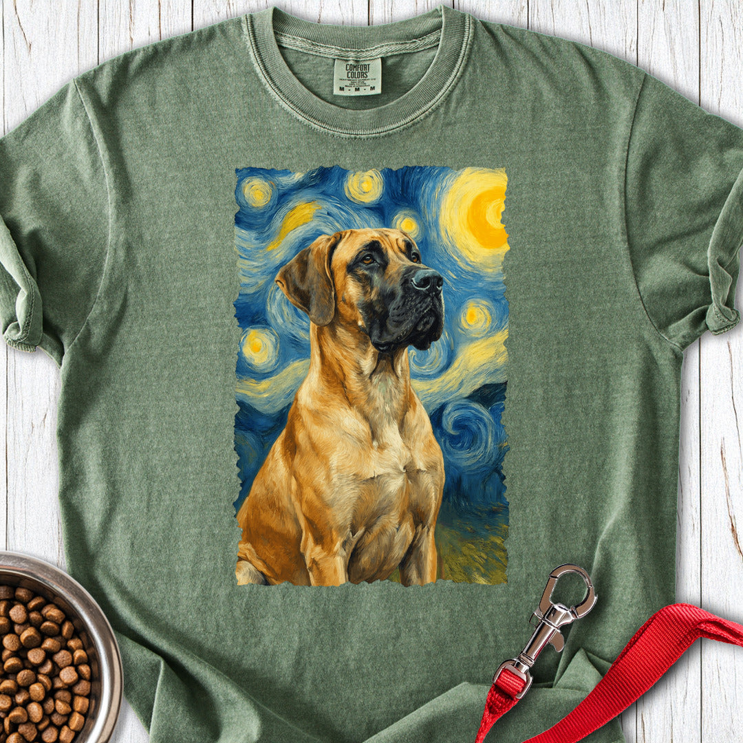 Fawn Great Dane Van Gogh Premium Tee — Moss