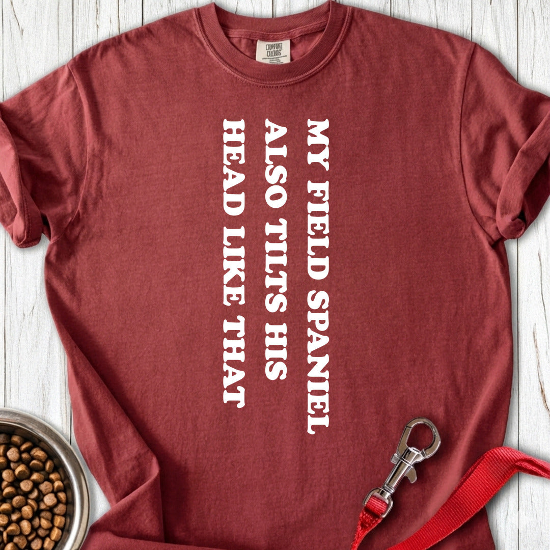Field Spaniel Tilts His Head Premium Tee — Brick