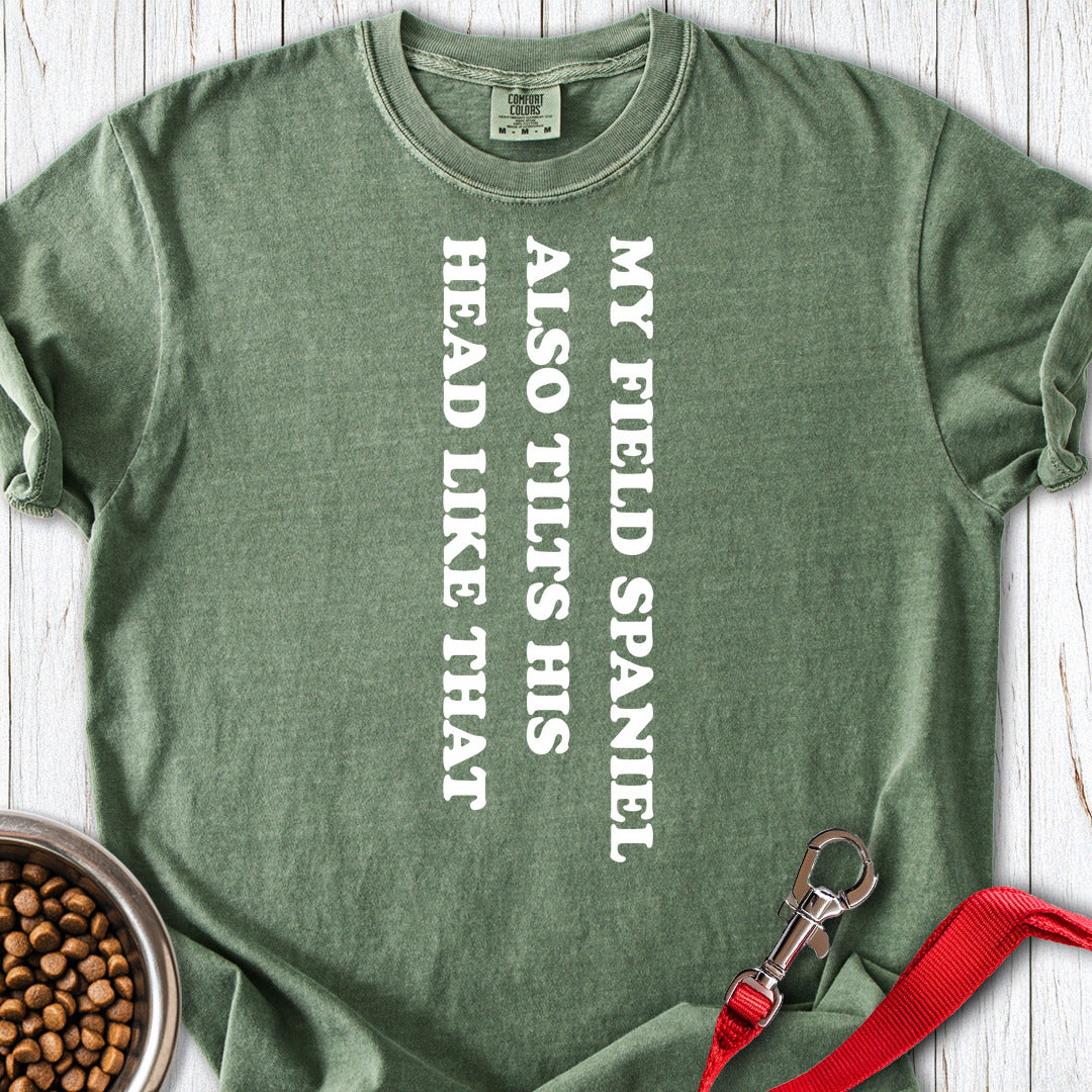 Field Spaniel Tilts His Head Premium Tee — Moss