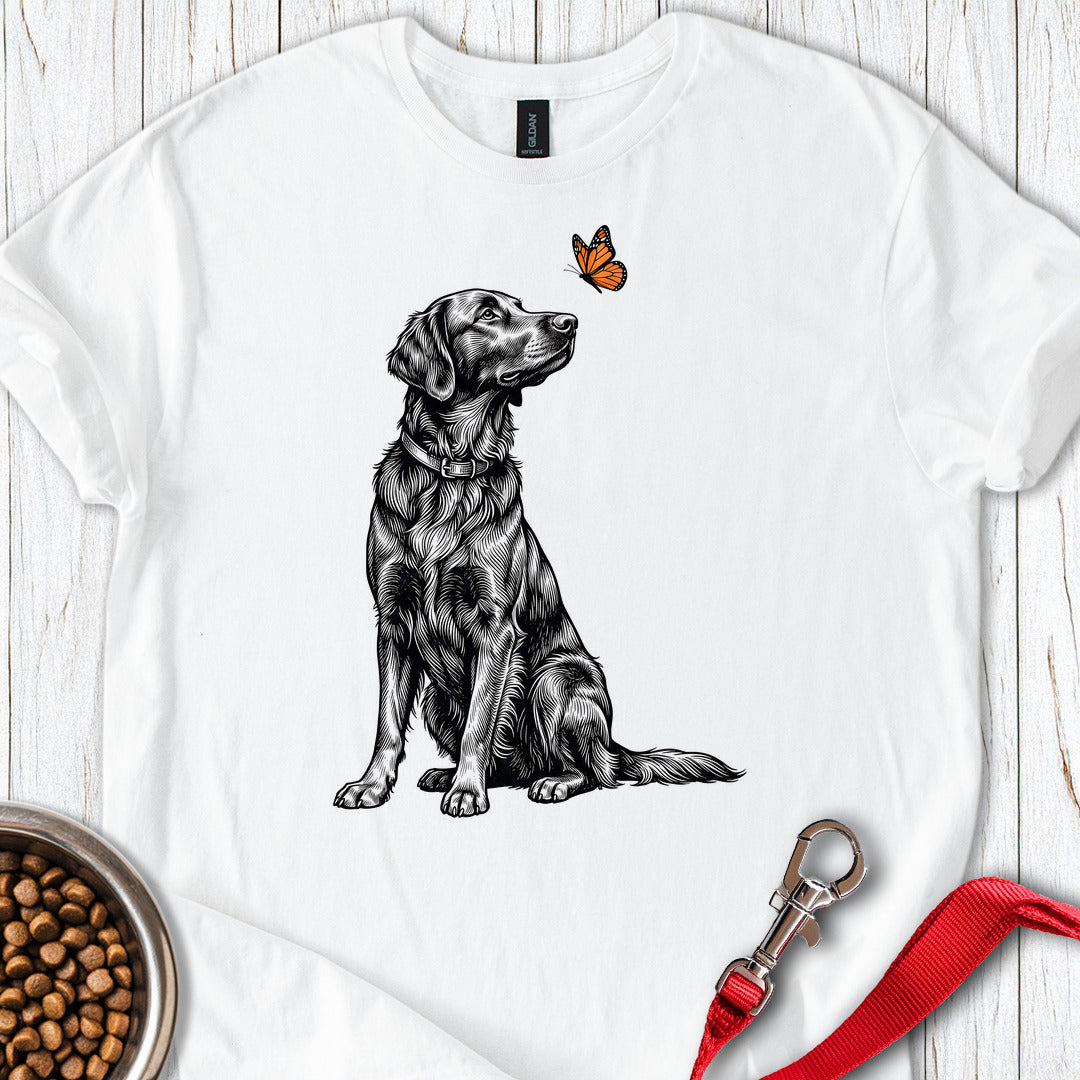 Flat Coated Retriever Butterfly — White