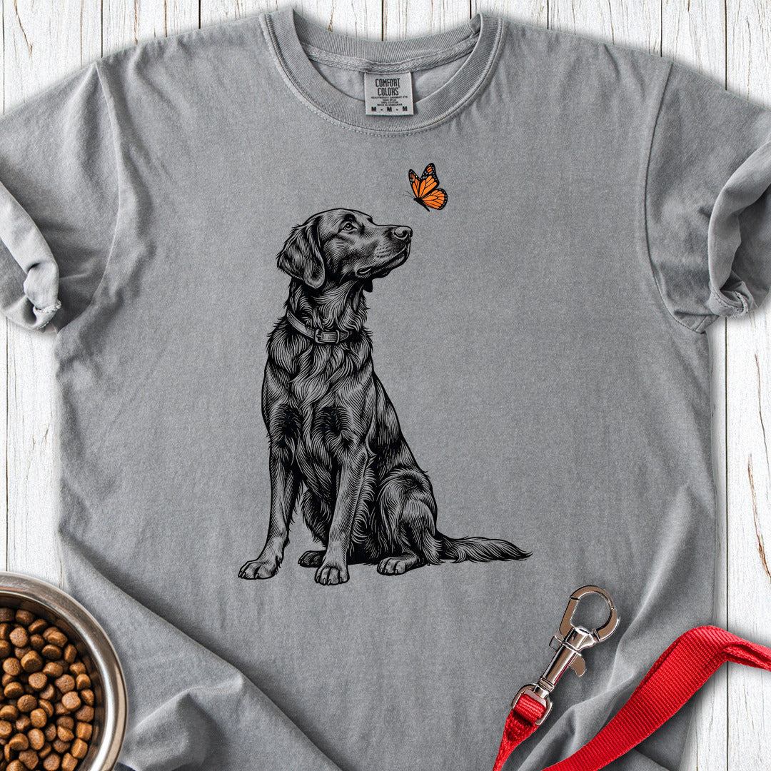 Flat Coated Retriever Butterfly Premium Tee — Grey