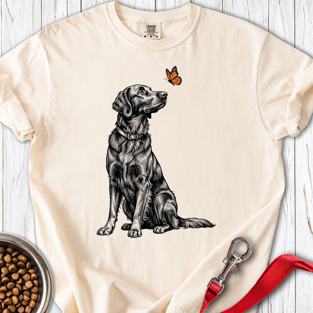 Flat Coated Retriever Butterfly Premium Tee — Ivory