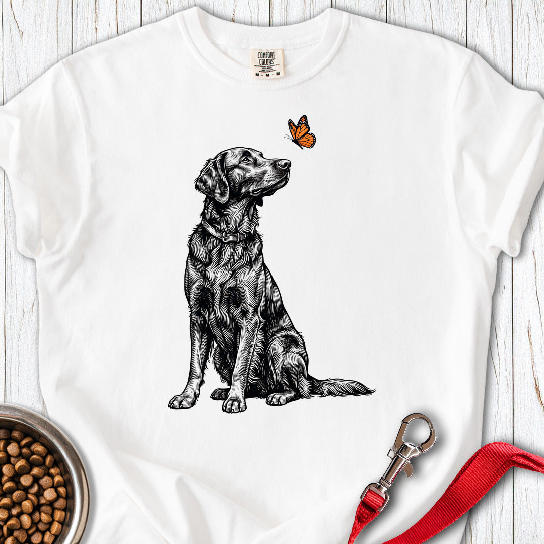 Flat Coated Retriever Butterfly Premium Tee — White