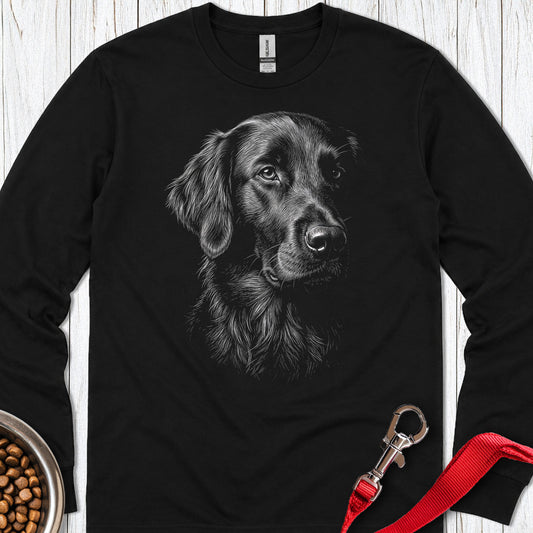 Flat Coated Retriever Engraved Long Sleeve — Black