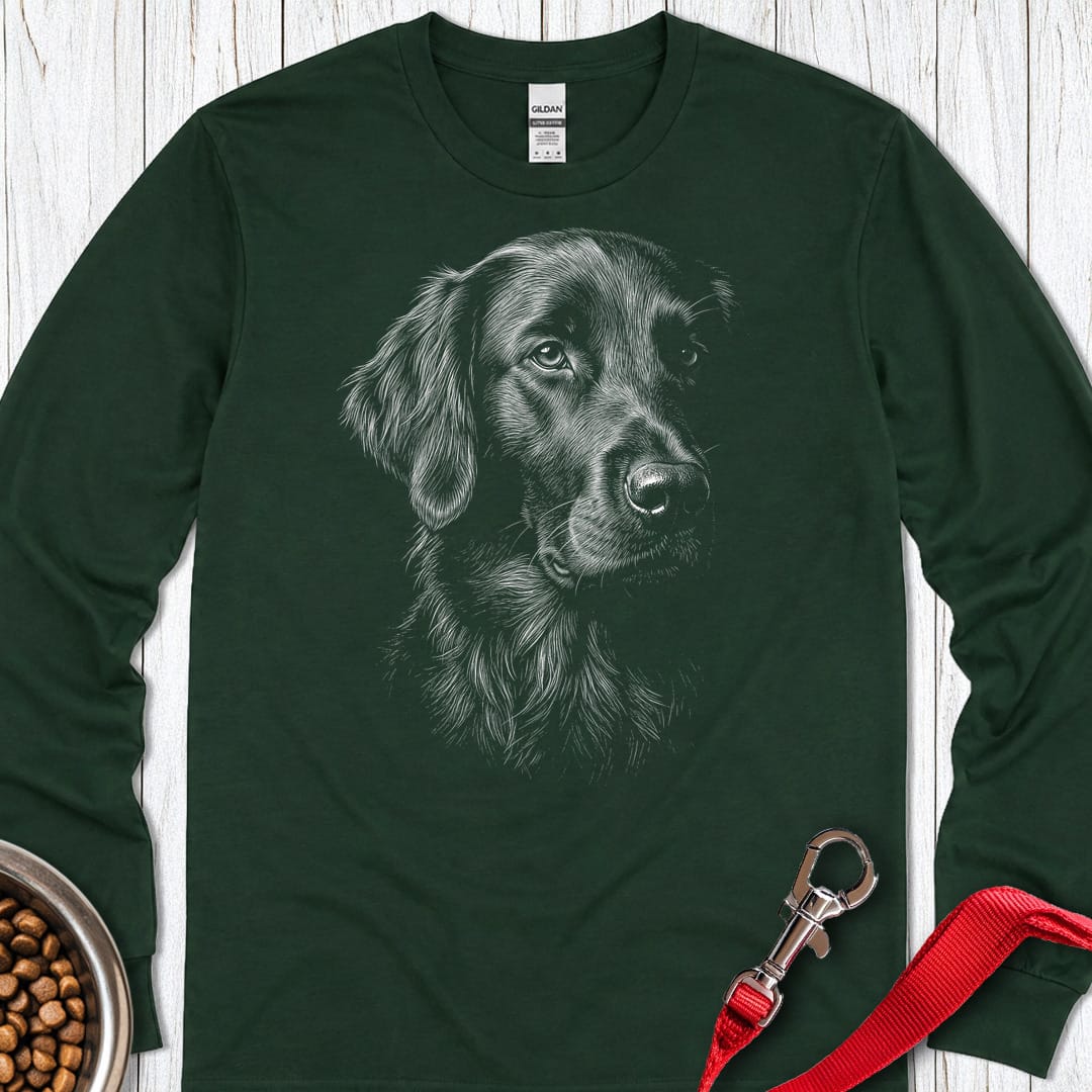Flat Coated Retriever Engraved Long Sleeve Forest Green