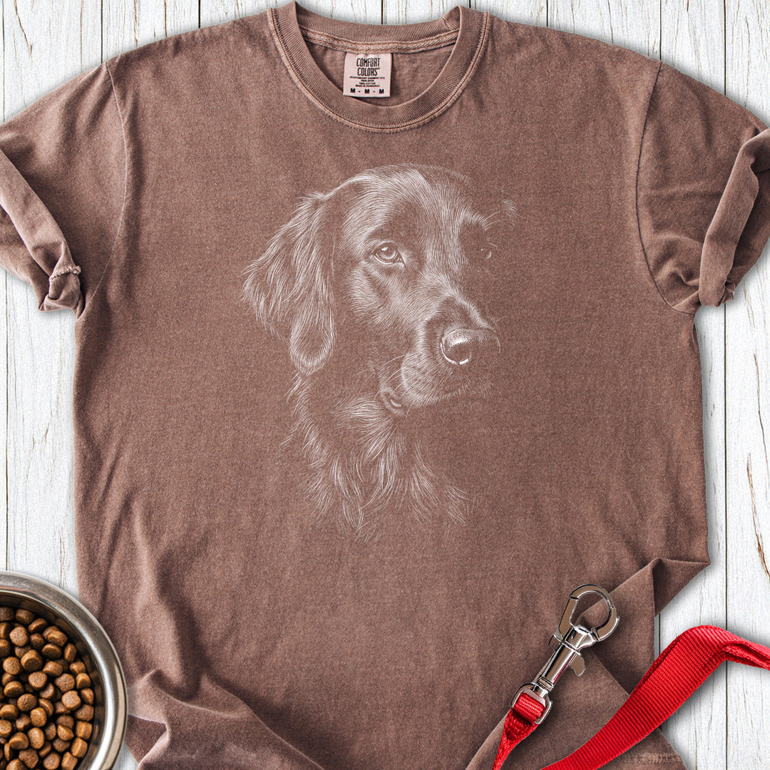 Flat Coated Retriever Engraved Premium Tee — Espresso