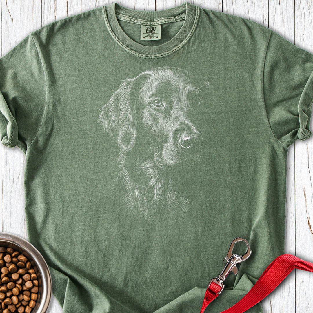 Flat Coated Retriever Engraved Premium Tee — Moss