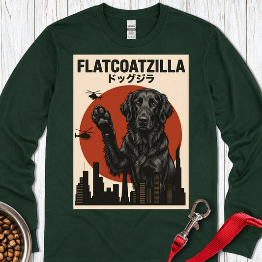 Flat Coated Retriever Flatcoatzilla Long Sleeve — Forest Green