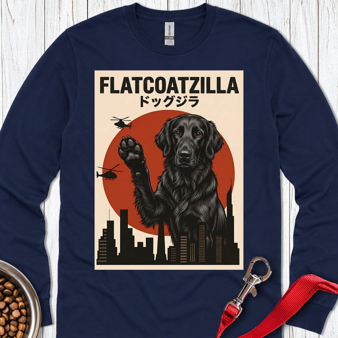 Flat Coated Retriever Flatcoatzilla Long Sleeve Navy