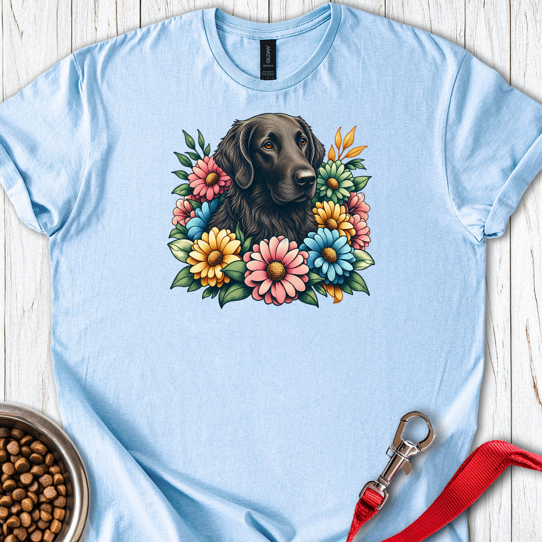 Flat Coated Retriever Flower Wreath — Light Blue
