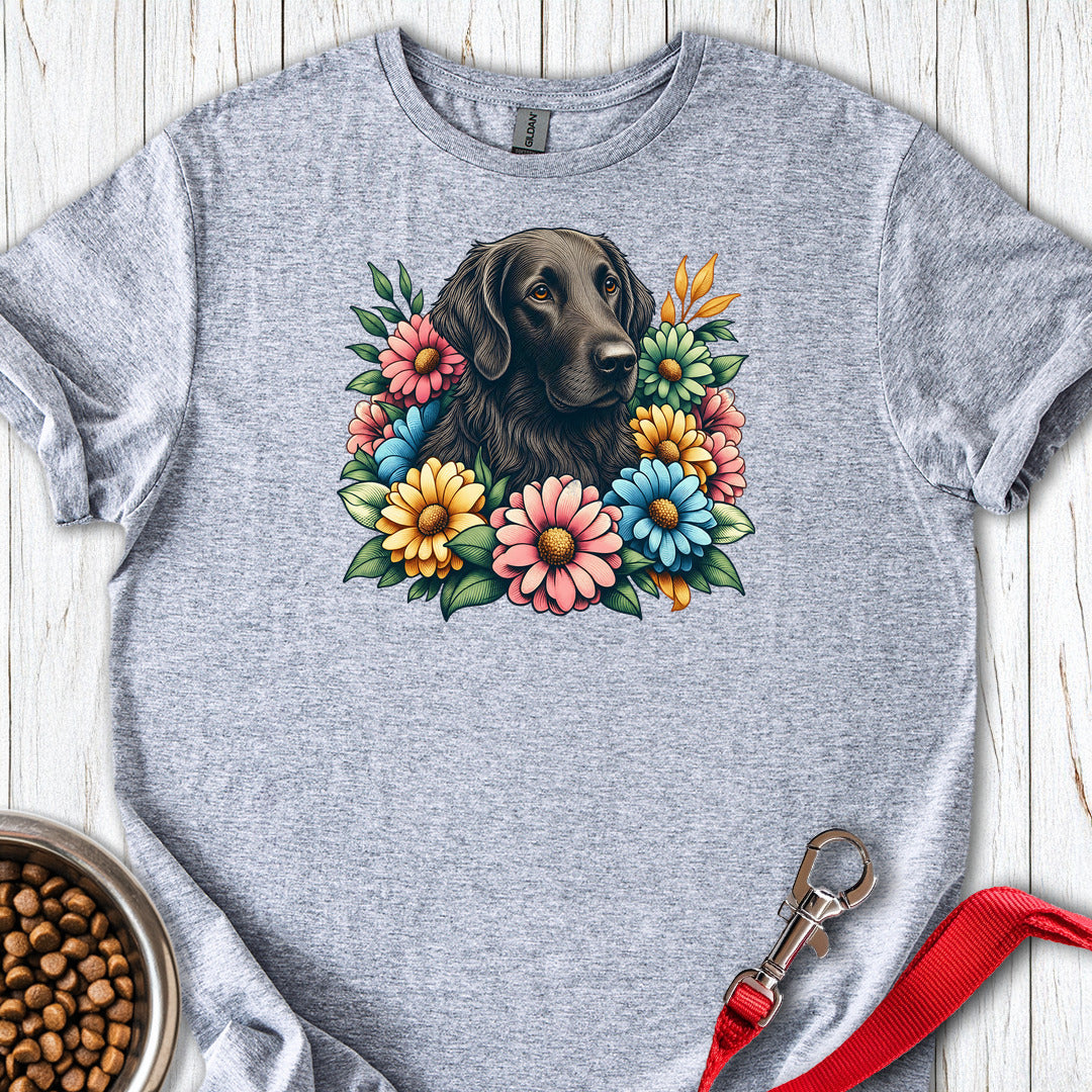Flat Coated Retriever Flower Wreath — Sport Grey