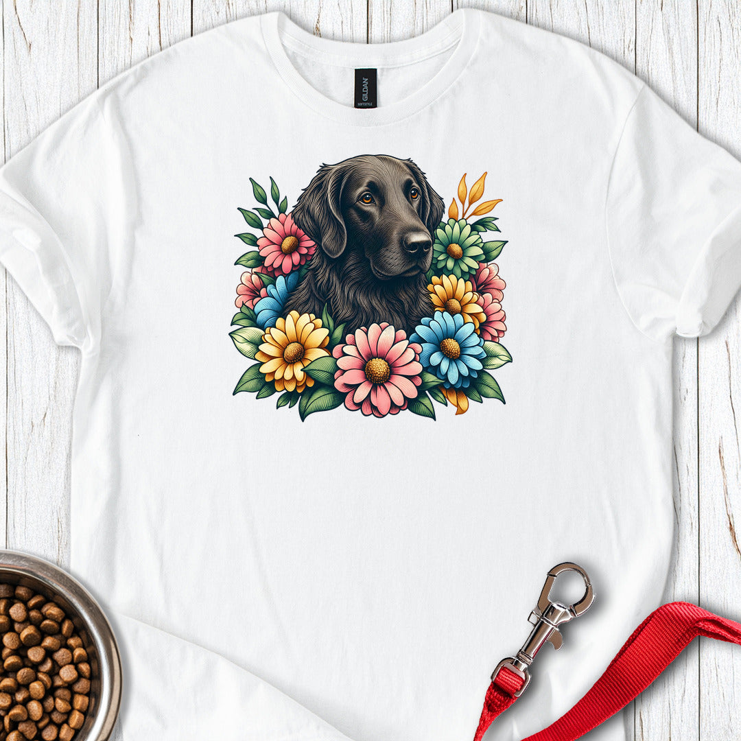 Flat Coated Retriever Flower Wreath — White