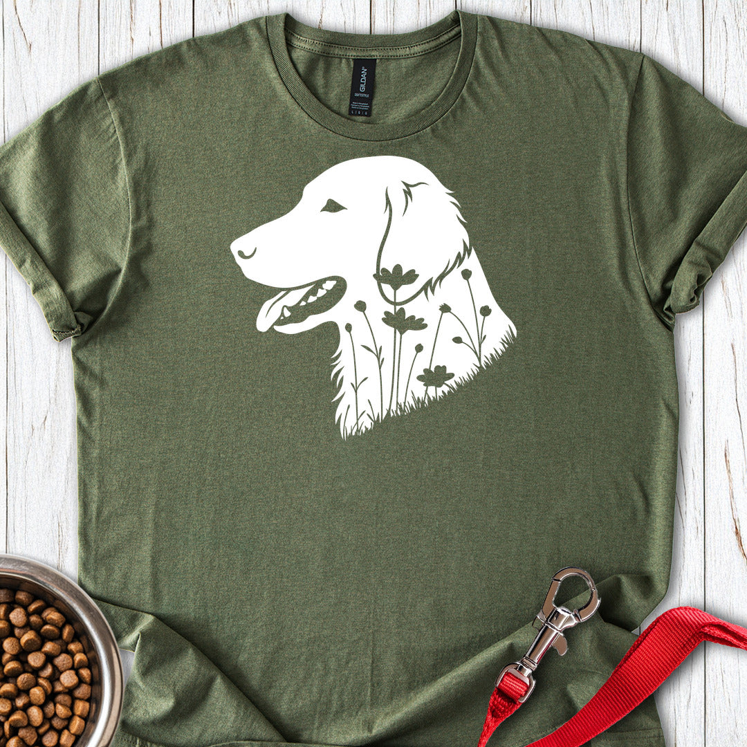 Flat Coated Retriever Flowers — Military Green