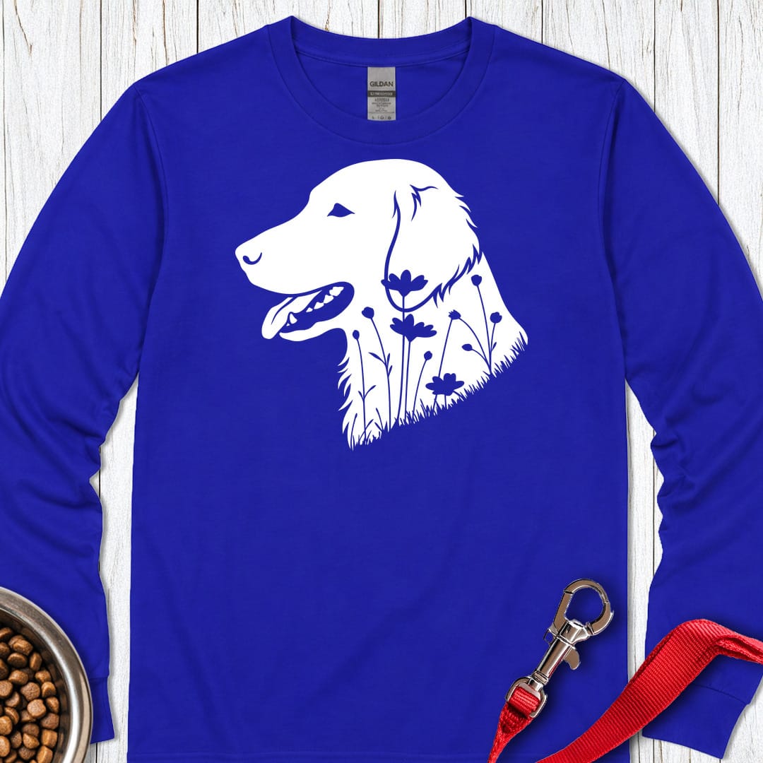 Flat Coated Retriever Flowers Long Sleeve Royal