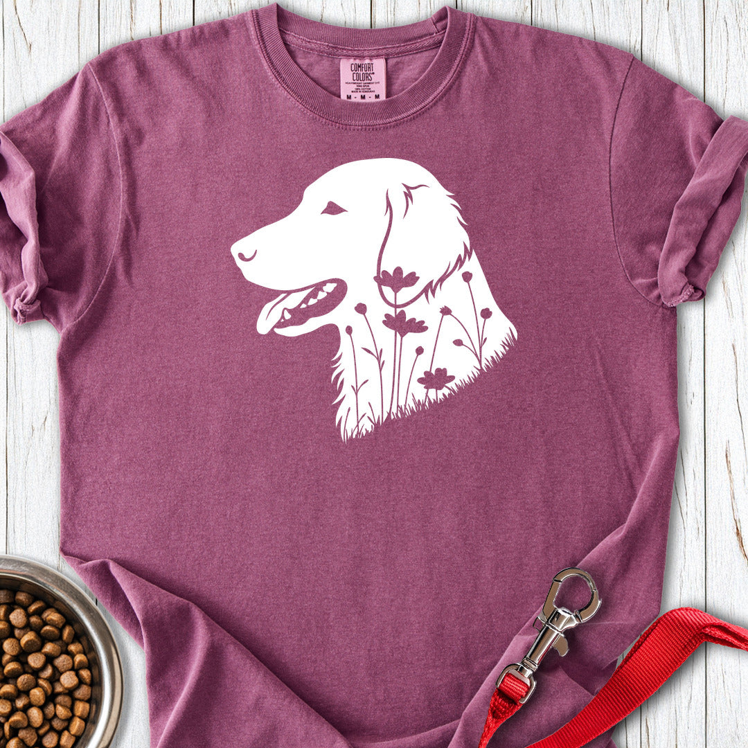 Flat Coated Retriever Flowers Premium Tee — Berry