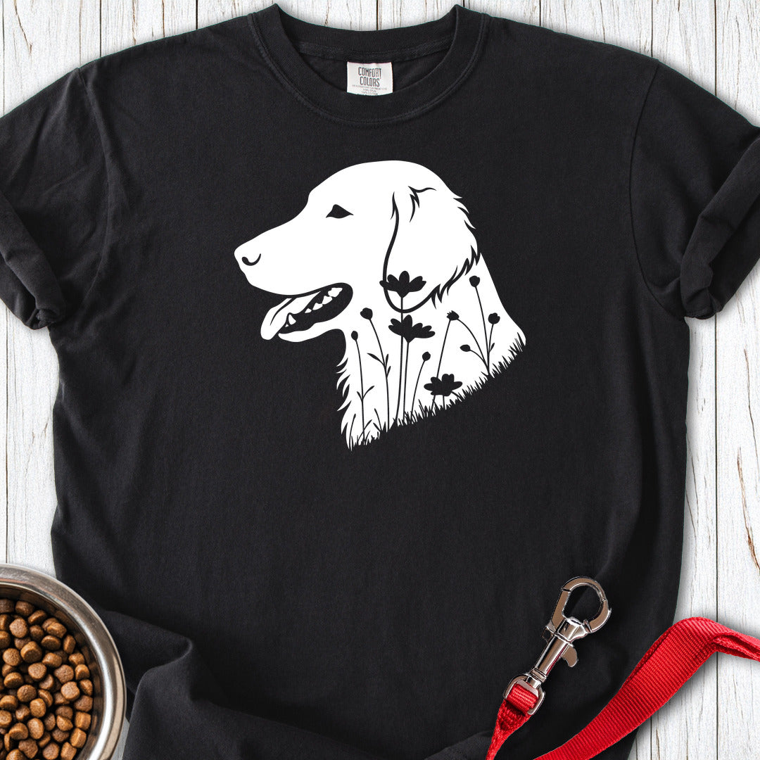 Flat Coated Retriever Flowers Premium Tee — Black