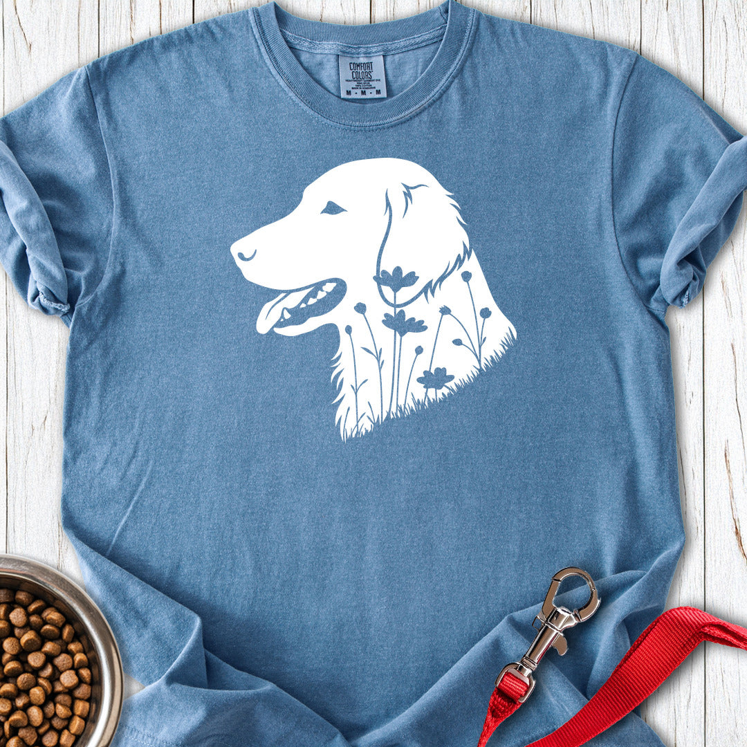 Flat Coated Retriever Flowers Premium Tee — Blue Jean